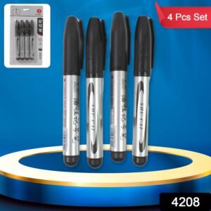 Black Marker Set – 4 Pcs for School & Office | ScribbleJoy