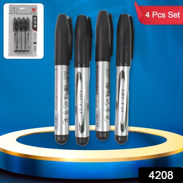 Black Marker Set – 4 Pcs for School & Office | ScribbleJoy
