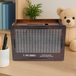 Wooden Piggy Bank Money Box – Motivational Savings Box for Kids