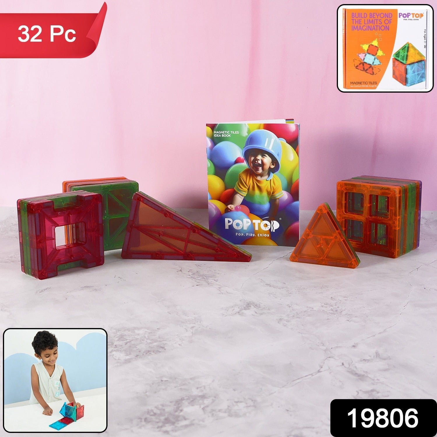Magnetic Building Tiles – 32-Piece STEM Learning Toy Set