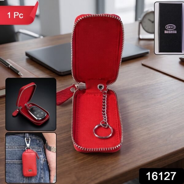 Leather Car Key Case – Smart Key Holder with Snap Hook