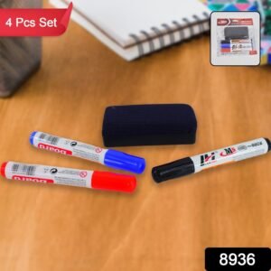 Whiteboard Marker Set – Smooth, Vivid Ink with Duster Pack of 4