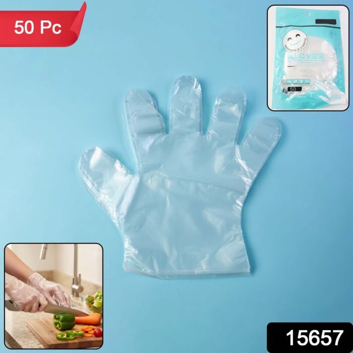 Disposable Clear Gloves – Pack of 50 for Food & Cleaning