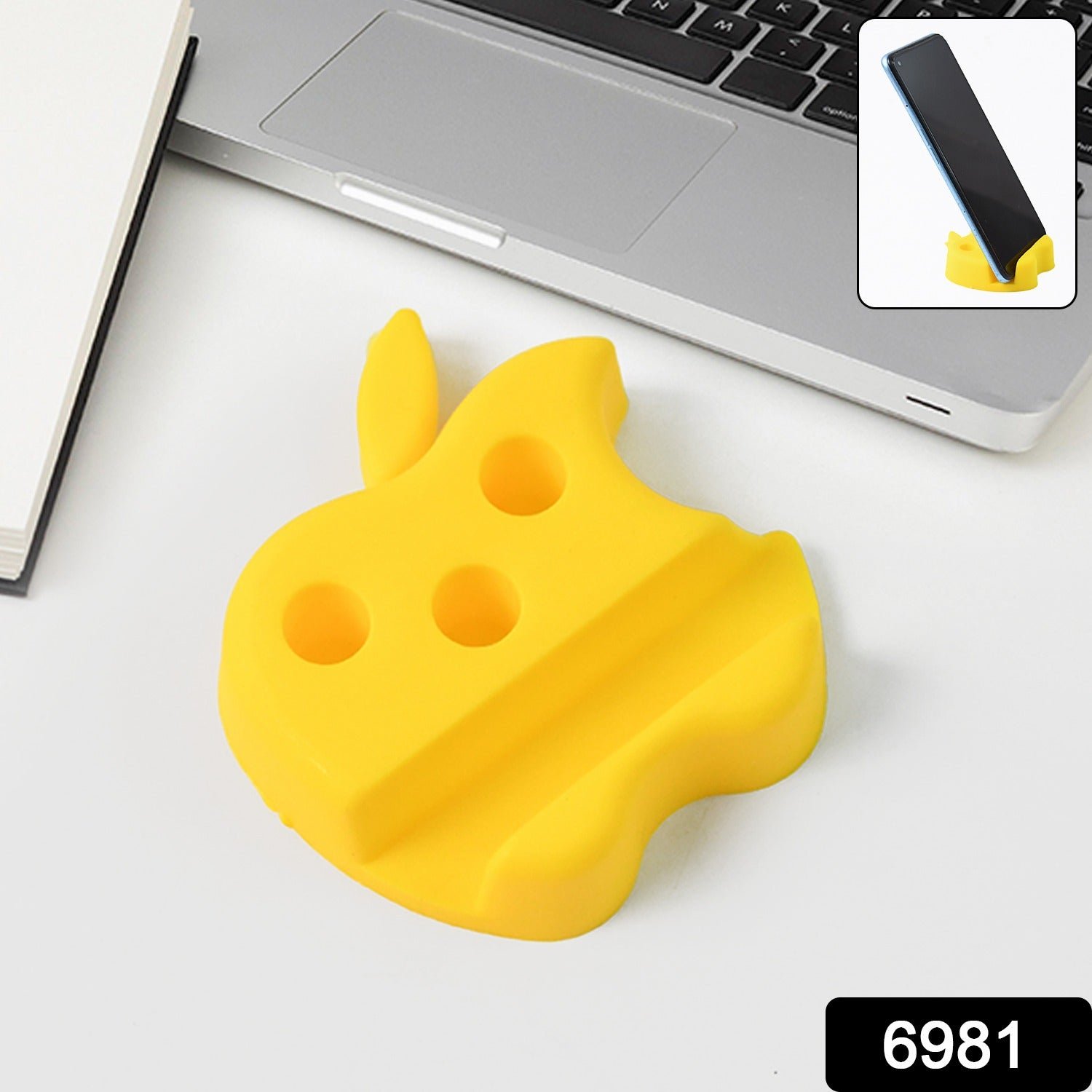Apple-Shaped Mobile Stand with Pen Holder – Dual Function Desk Organizer