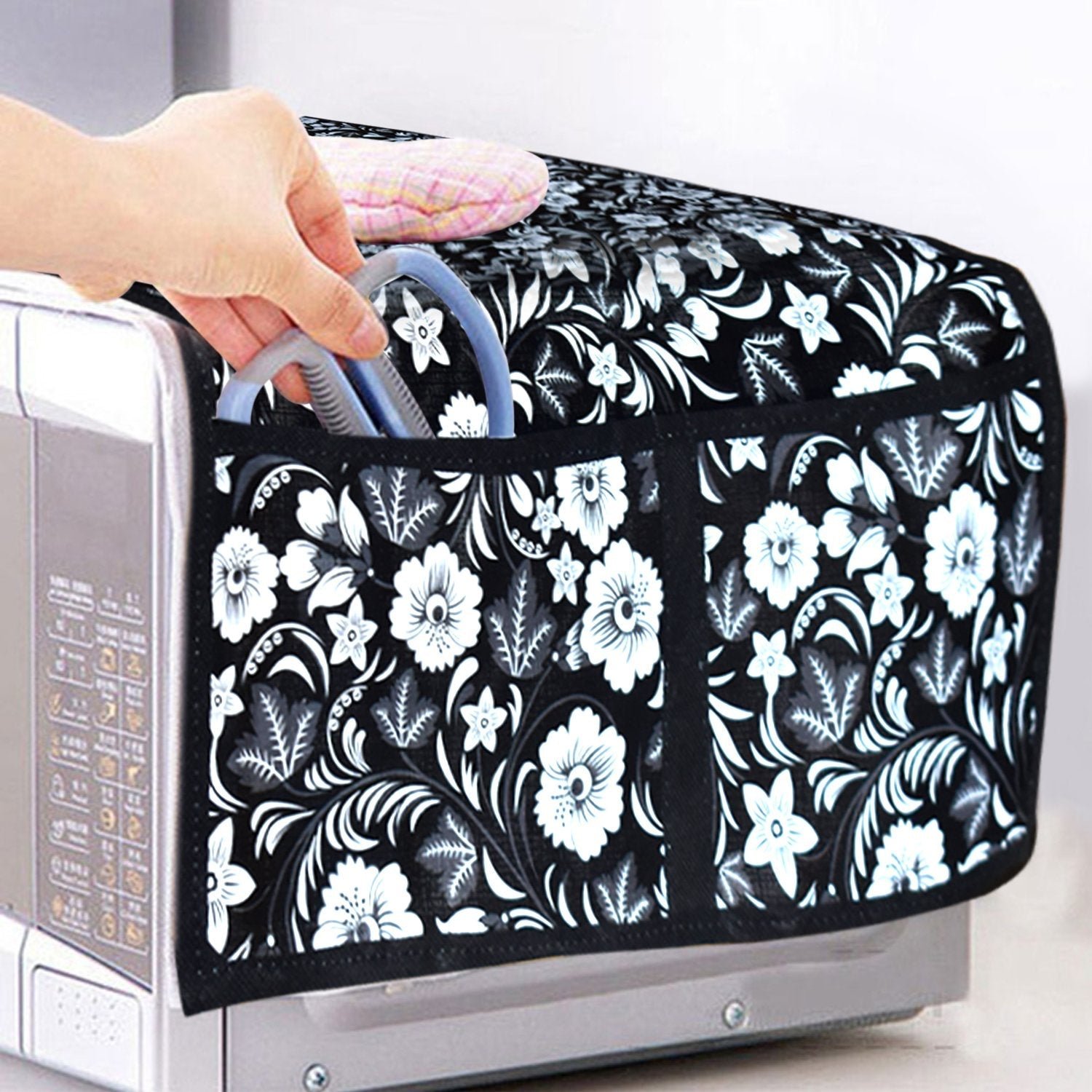 Microwave Oven Cover – Dust Protection with Utility Pockets | Tidy Table