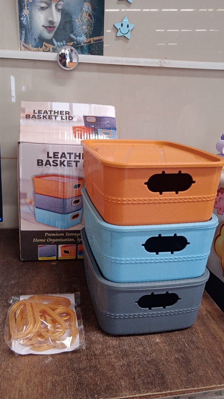 Plastic Storage Basket Set – Durable & Multipurpose Organizer