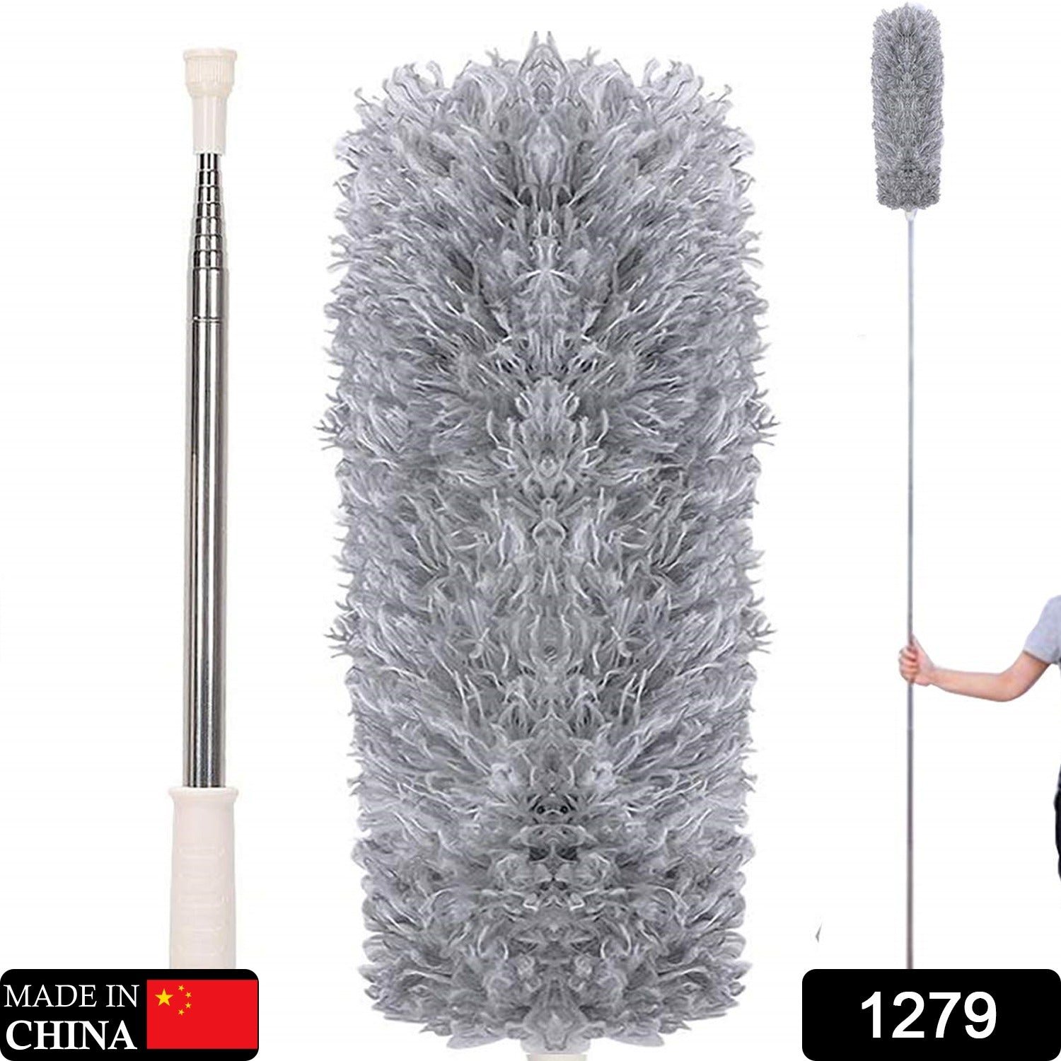 Microfiber Duster – 100-Inch Extendable Handle | Velvet Wipe