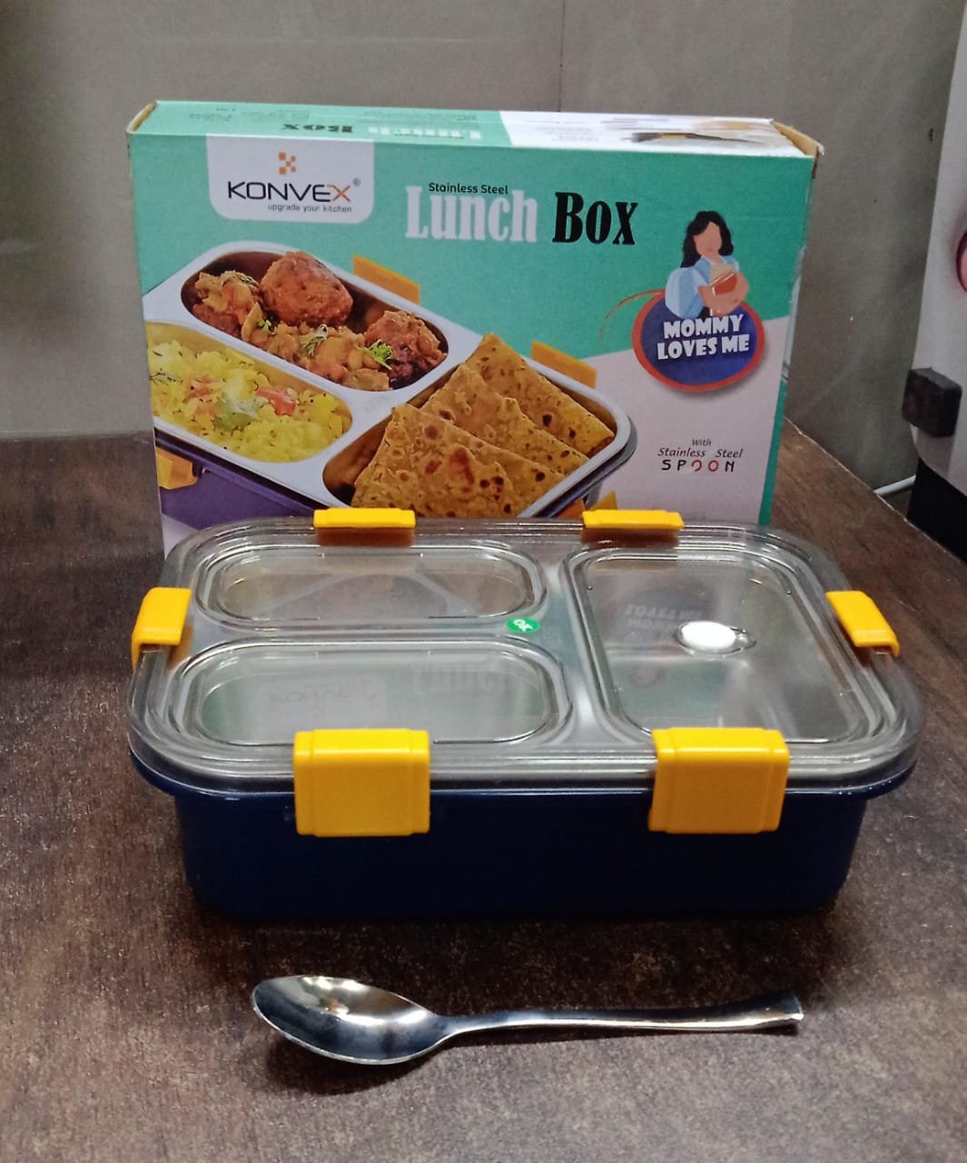 3 Compartment Stainless Steel Lunch Box – Leakproof Kids Tiffin