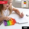 Mini Square Pop It Diary Fidget Notebook for Kids Rainbow Silicone (1 Pc)
