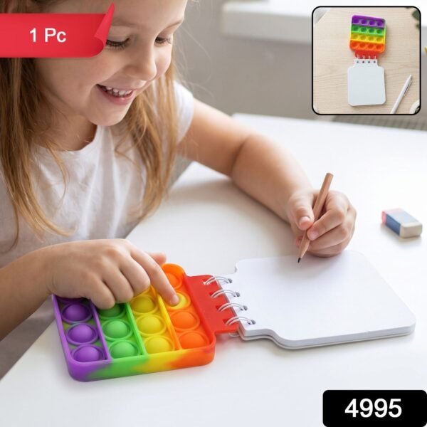 Mini Square Pop It Diary Fidget Notebook for Kids Rainbow Silicone (1 Pc)