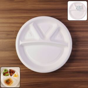 4CompartmentMealTray-WOSKU-01 4 Compartment Disposable Food Serving Plate – Set of 10