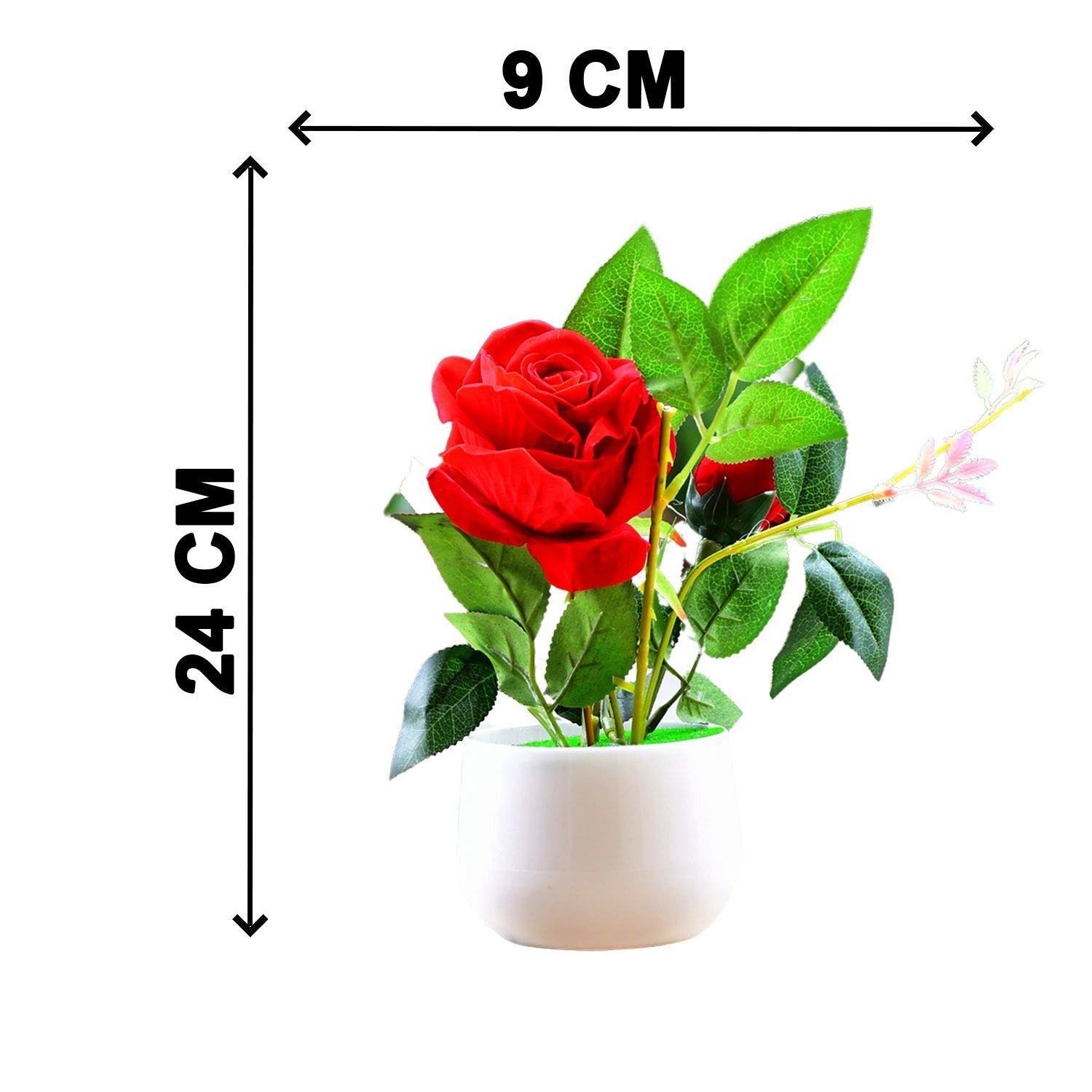 Artificial Rose Plant – Realistic Decor with Pot | VoltDesk