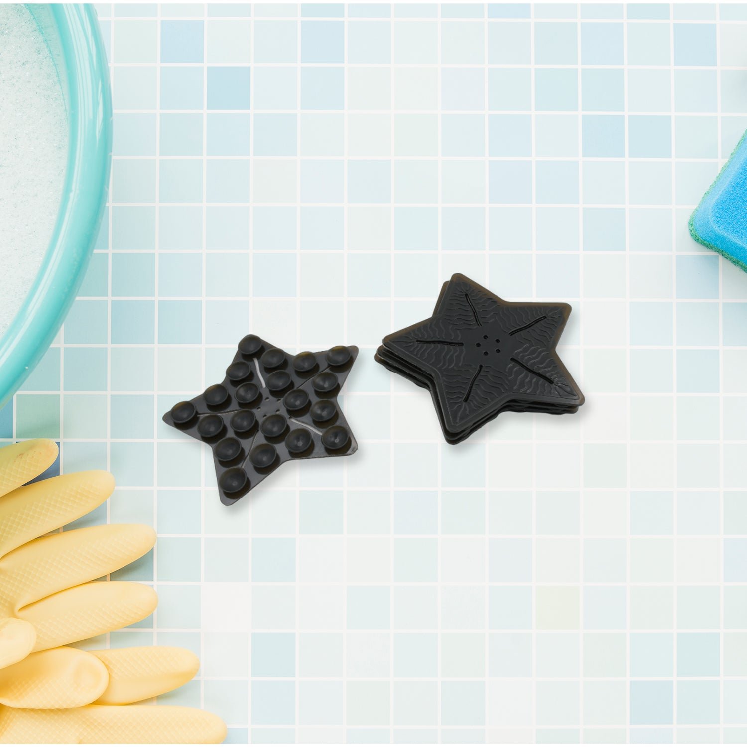Kids Anti-Slip Bath Mat – Star Shaped PVC | 4 Pc Set by CrystalWash