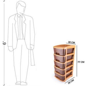 Plastic Modular Drawer – 5-Tier Brown Storage | Organivo