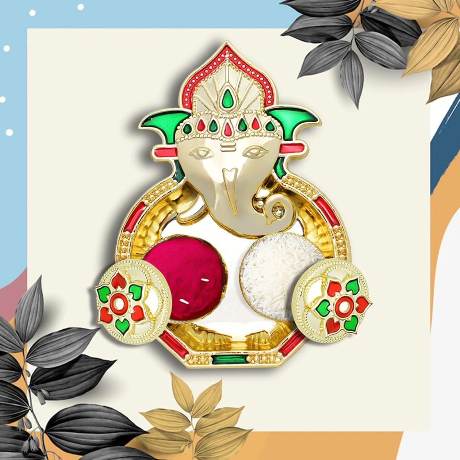 Ganesh Kumkum Box – Decorative Twin Containers for Pooja
