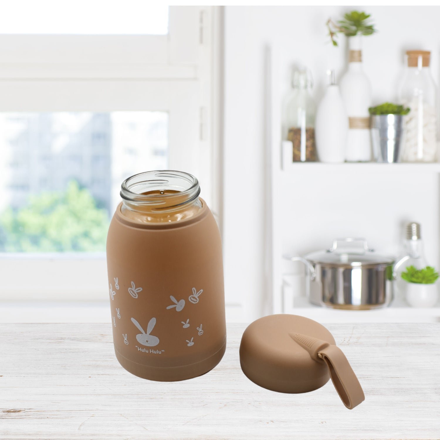 Kids Water Bottle – Bunny Print Glass Sipper 330ml | Own Hydrate