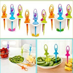 Fruit Fork Set – Dancing Doll Cutlery with Stand (Set of 6) | Jiaqi