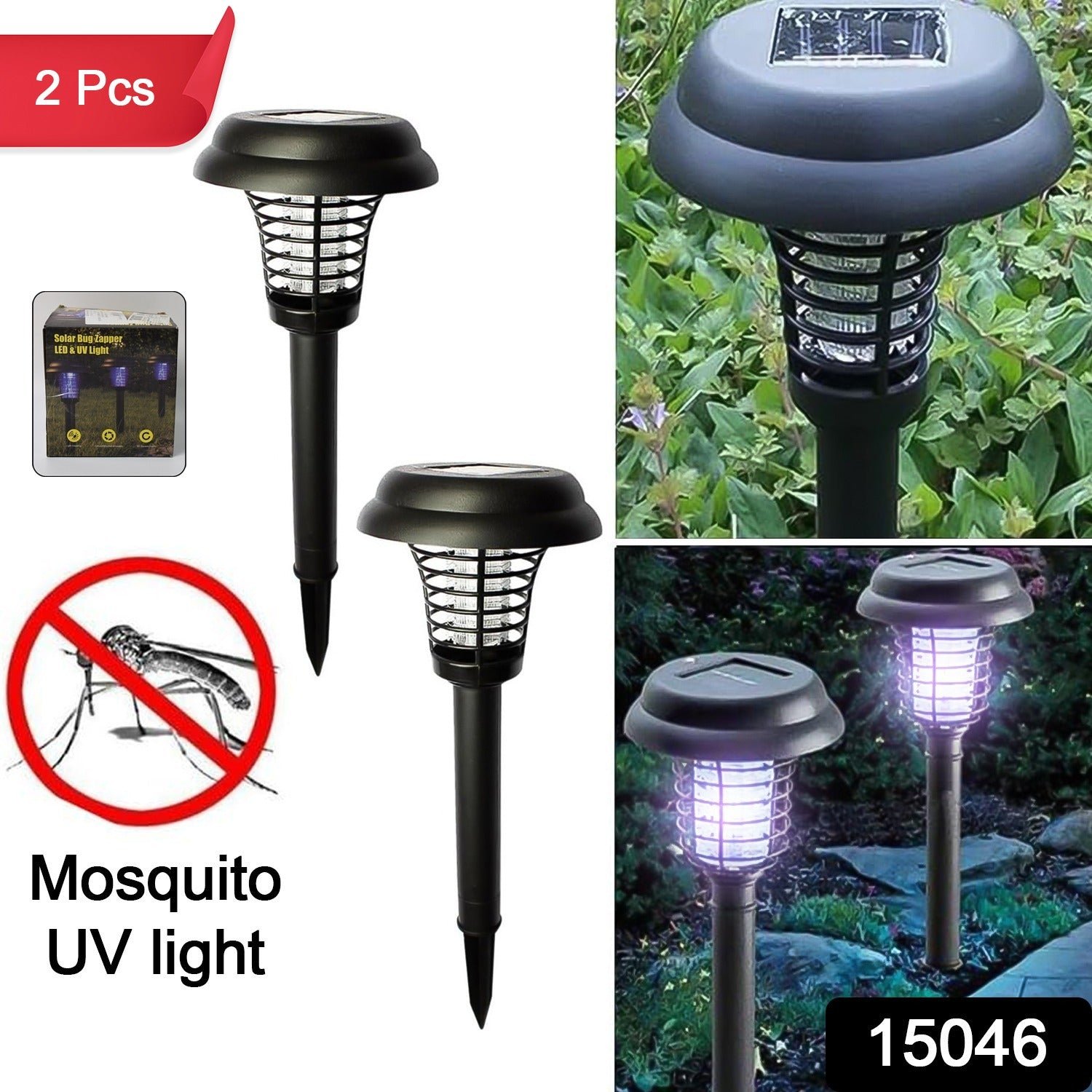 Solar Mosquito Trap – UV LED Garden Light (2 Pc) | Garden Vera