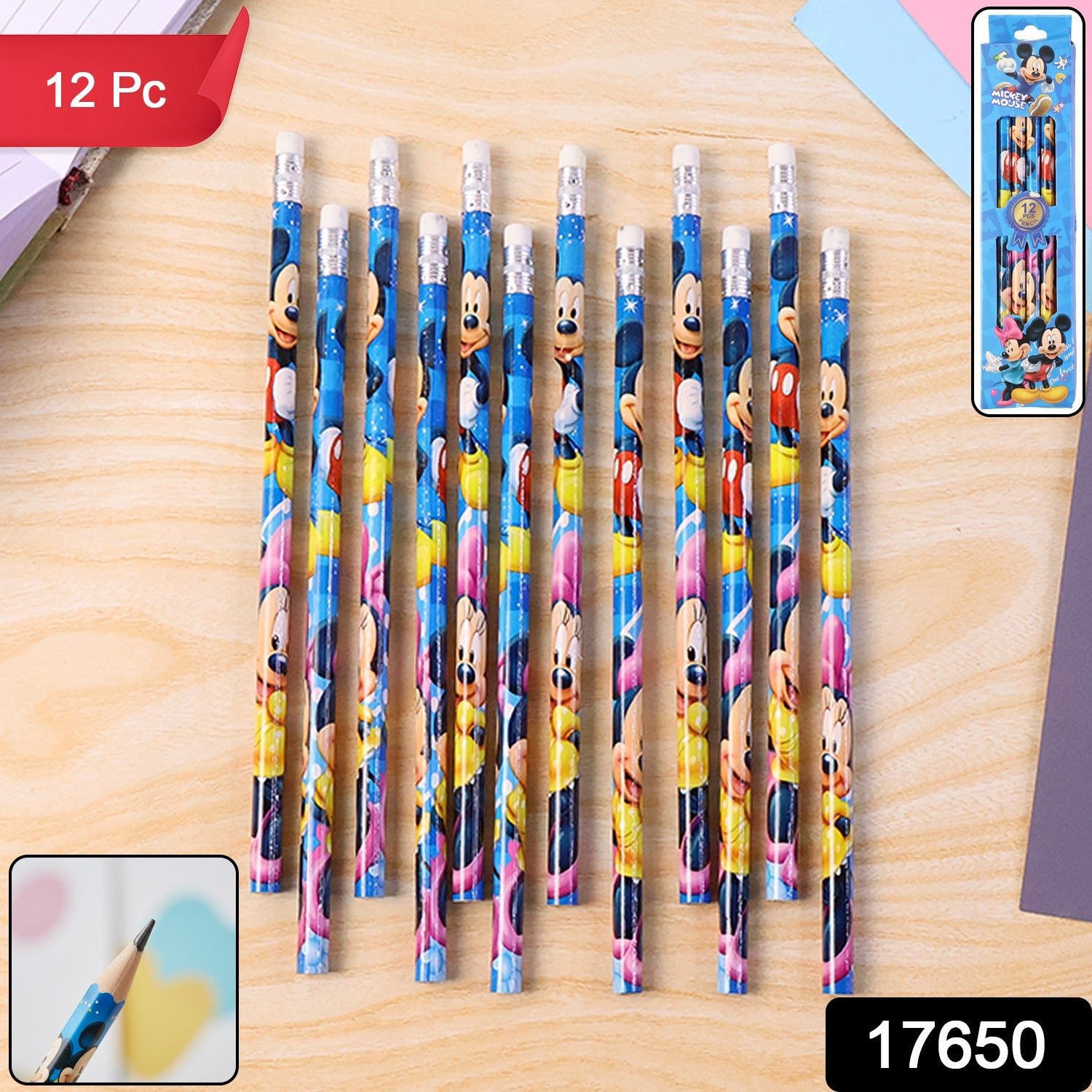 4c403631-4797-45e7-8d61-93621c5ed132 Cartoon-Printed Graphite Pencils – 12 Pc Kids Set with Eraser