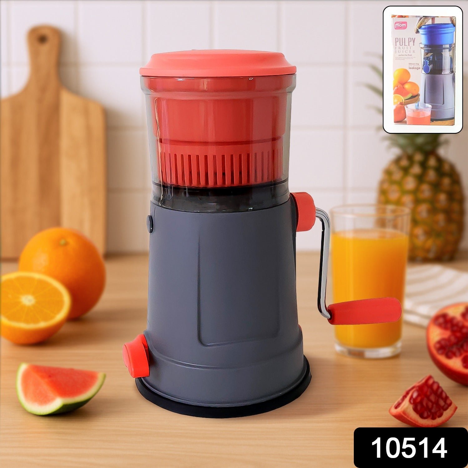 Fruit Juicer with Extra Long Handle & Silicone Ring – Easy Manual Juicing