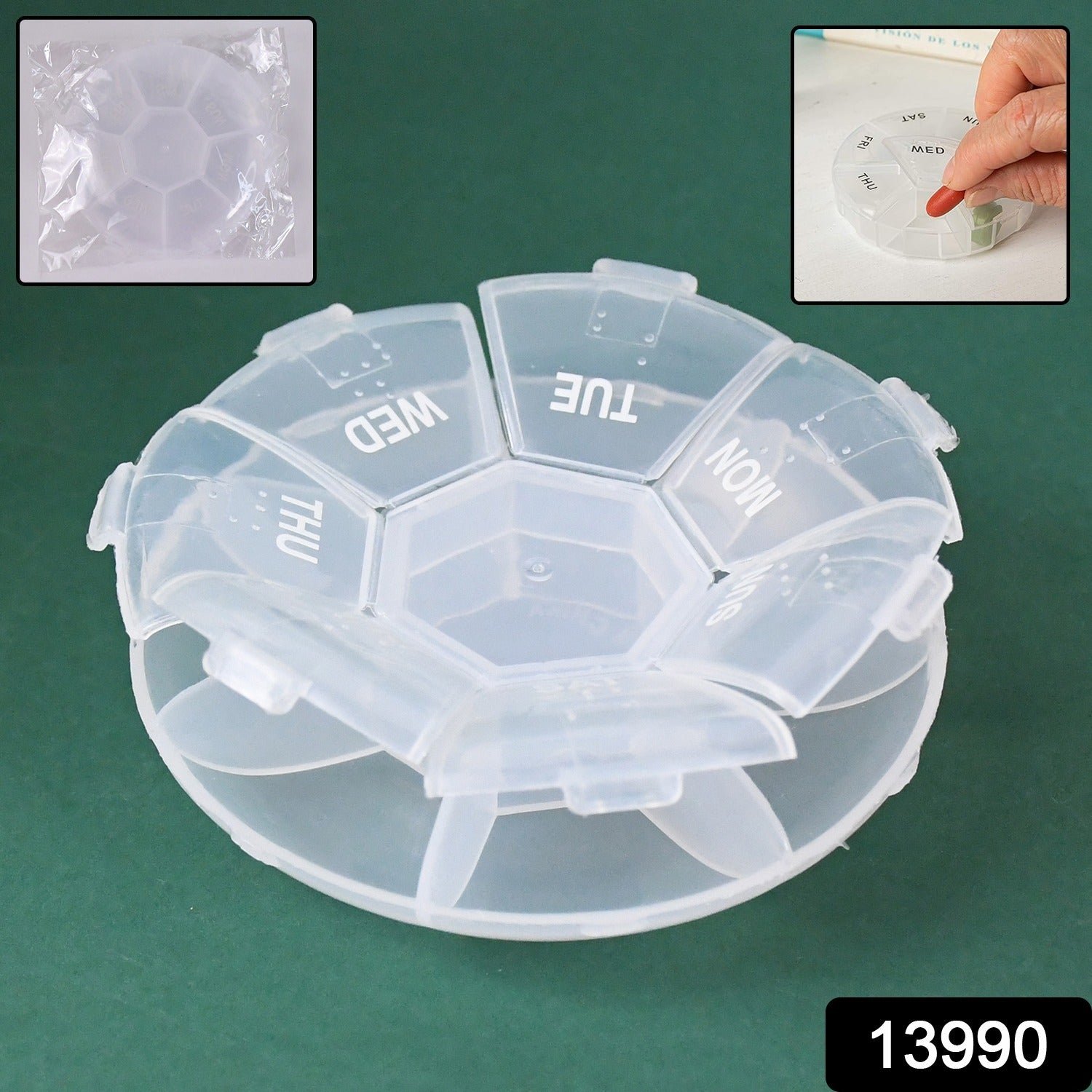 7-Sided Portable Pill Box – Compact Weekly Medicine Organizer