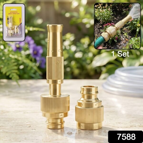 Golden Brass Garden Hose Water Nozzle Spray Gun with Quick Connect...