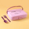 Leak Proof Lunch Box with 3 Compartments and Spoon Set