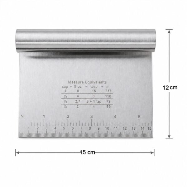Small Stainless Steel Dough Scraper Cutter 15 x 12 Cm with Scale (1 Pc)