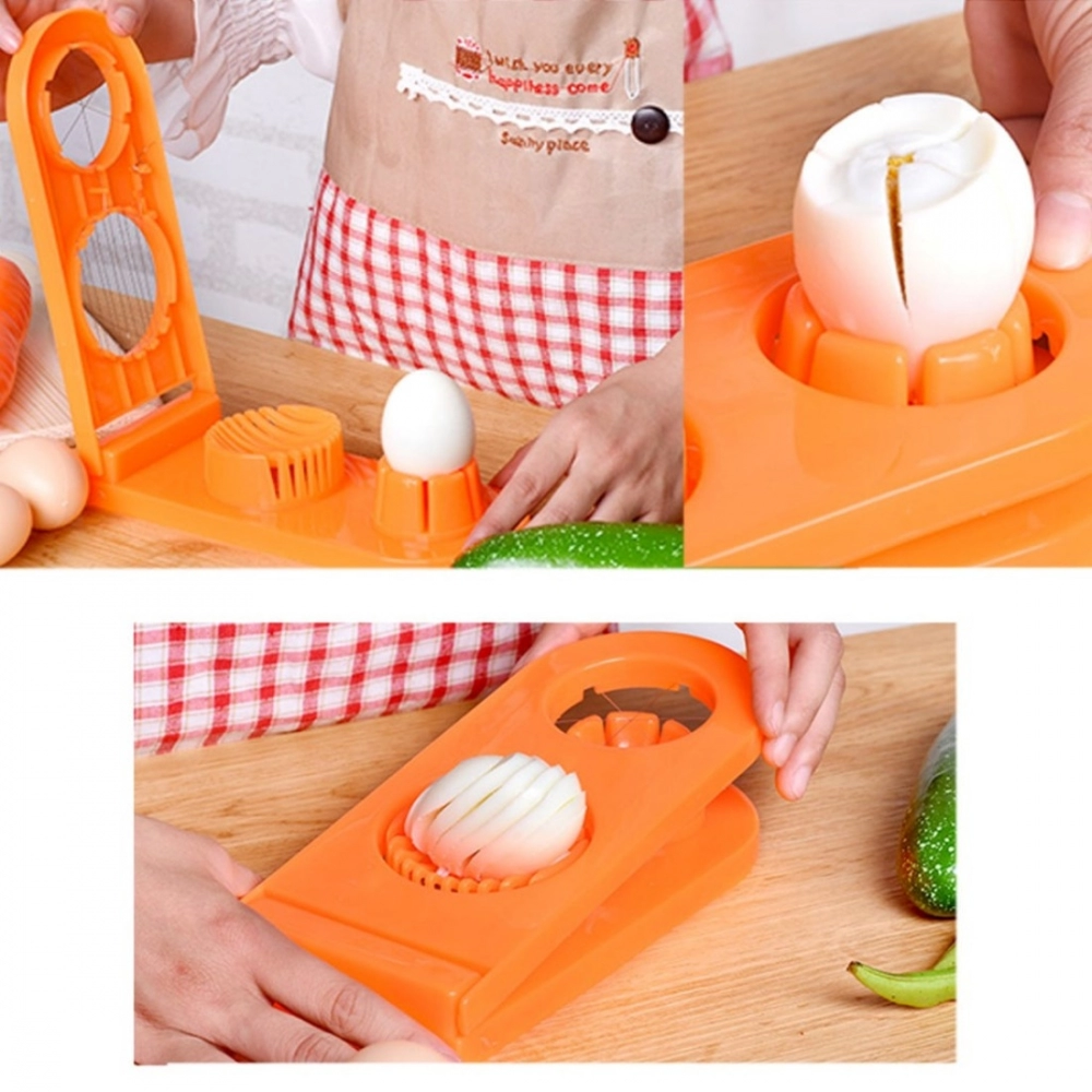 Pack Of_2_2 In 1 Boiled Egg and Mushroom Slicer Cutter Chopper Plastic With Stainless Steel Wired (Color:Assorted) - Image 4
