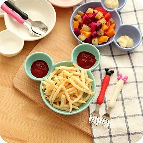 Kids Snack Plate – Mickey Shaped Sectioned Wheat Straw Plate | Baby Ladle
