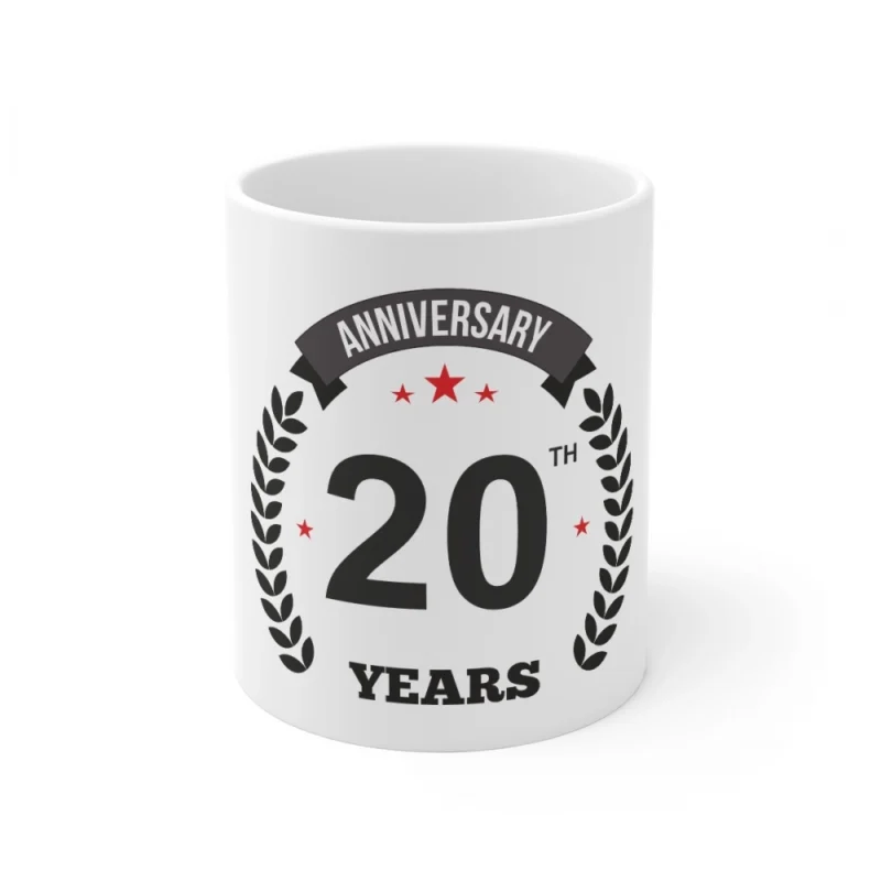 Generic Ceramic 20th Anniversary Printed Coffee Mug (Color: White, Capacity:330ml)
