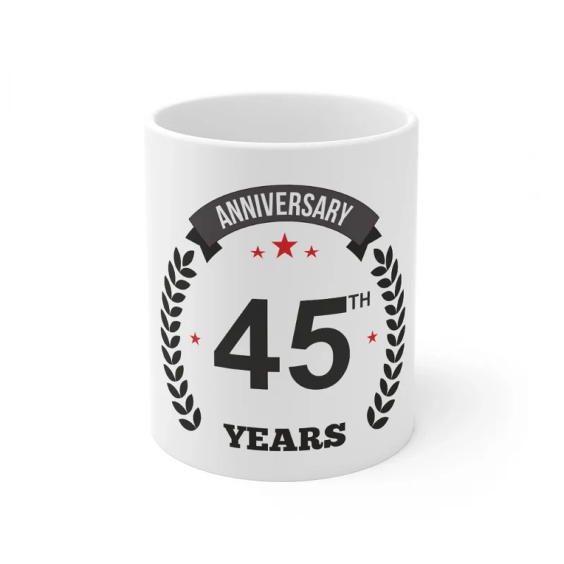 Generic Ceramic 45th Anniversary Printed Coffee Mug (Color: White, Capacity:330ml)