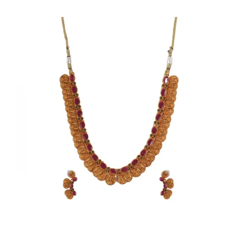 Generic Women's Elegent Laxmi Coin Shape Jewellery Chowker Set (Red, Free Size)