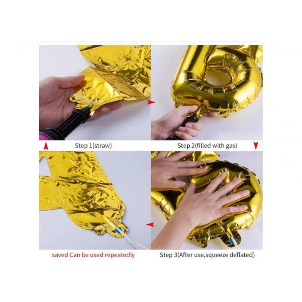 Generic Red And Golden Happy Anniversary Decorations Set Of Metallic Balloons (Multicolor) - Image 2