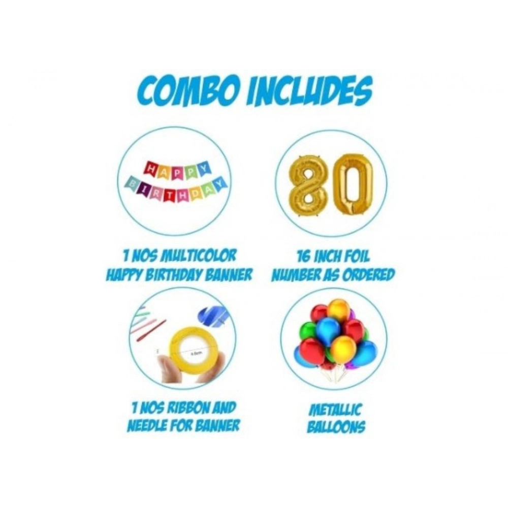 Generic 5Th Happy Birthday Decoration Combo With Multi Color Banner (Multicolor) - Image 2