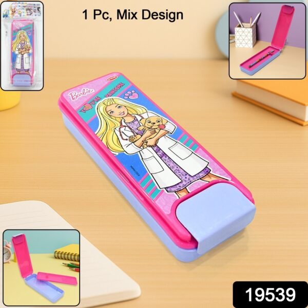 Cartoon Printed Hard Top Pencil Box – Durable Kids' Stationery Case