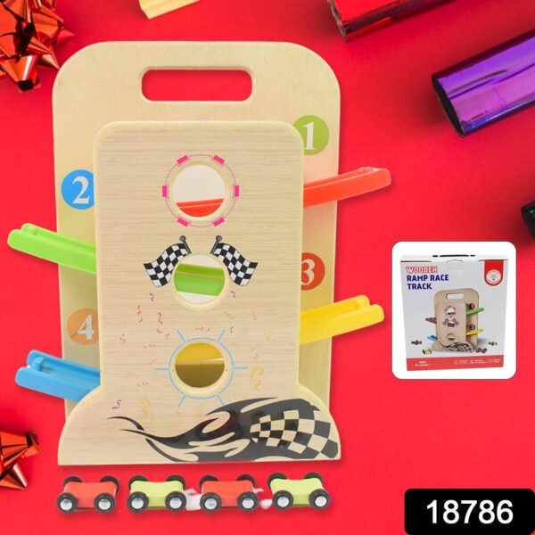 Wooden Ramp Racer – 4 Cars & Handle for Kids | Action Legion