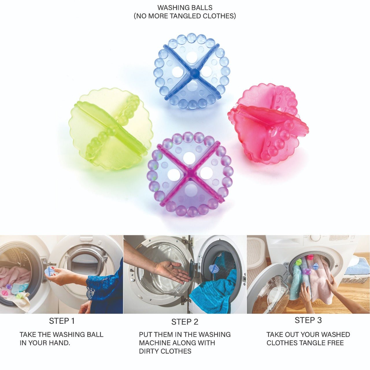 Detergent-Free Laundry Balls – 4 Pcs for Eco-Friendly Wash | Velvet Wipe