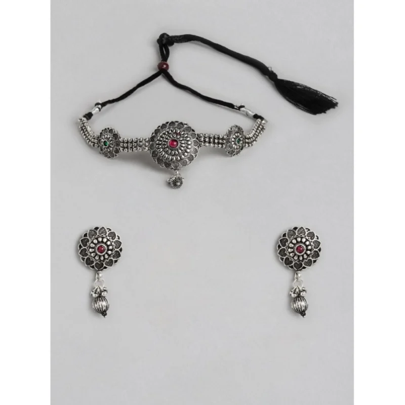 Generic Women's Rose Gold Plated Alloy Necklace & Earings Set (Silver)