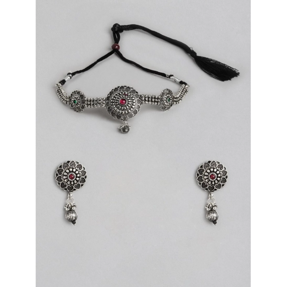 Generic Women's Rose Gold Plated Alloy Necklace & Earings Set (Silver)