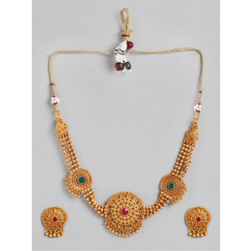 Generic Women's Rose Gold Plated Alloy Necklace & Earings Set (Multicolor)