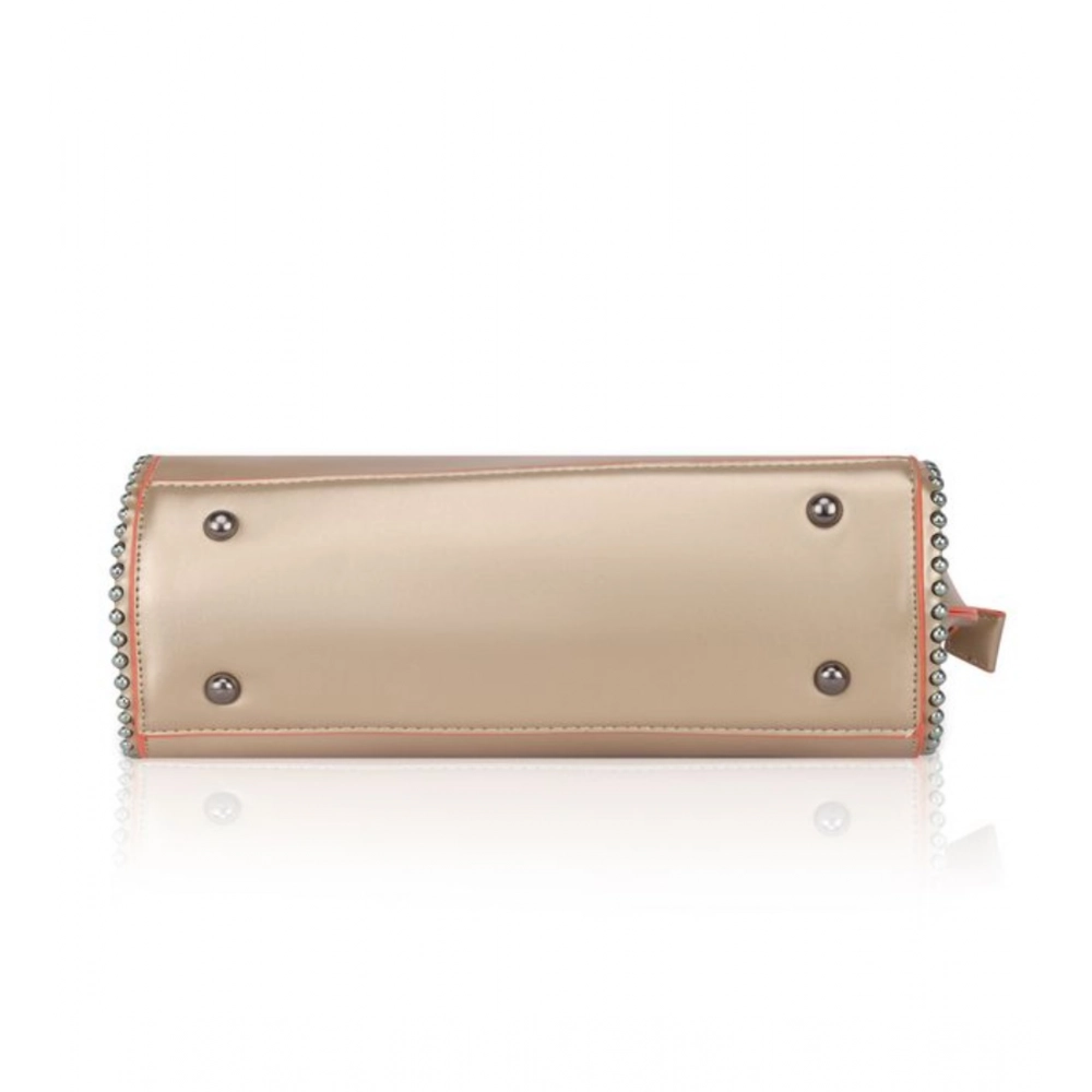 Women's Faux Leather Metal Beads Handbag (Gold) - Image 3