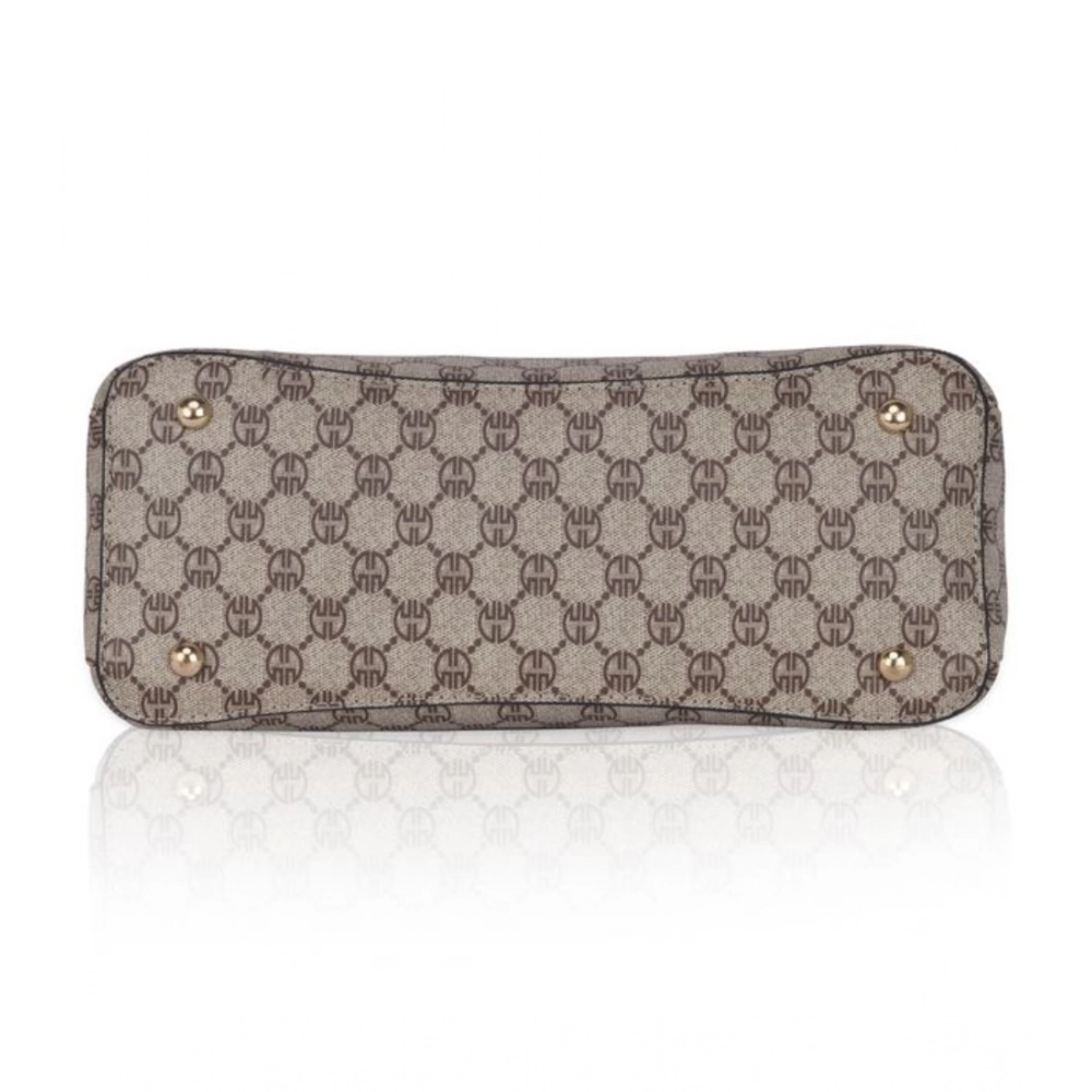 Women's Faux Leather Printed Handbag (Camel) - Image 3