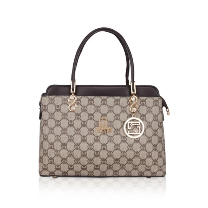 Women's Faux Leather Printed Handbag (Coffee)