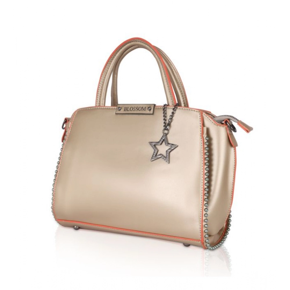 Women's Faux Leather Metal Beads Handbag (Gold) - Image 6