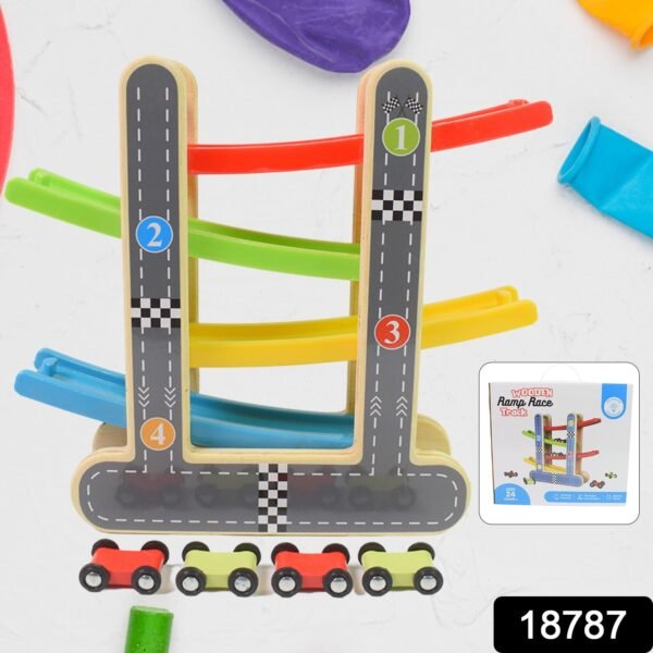 Wooden Race Track – 4-Level Car Ramp Set for Toddlers | Action Legion