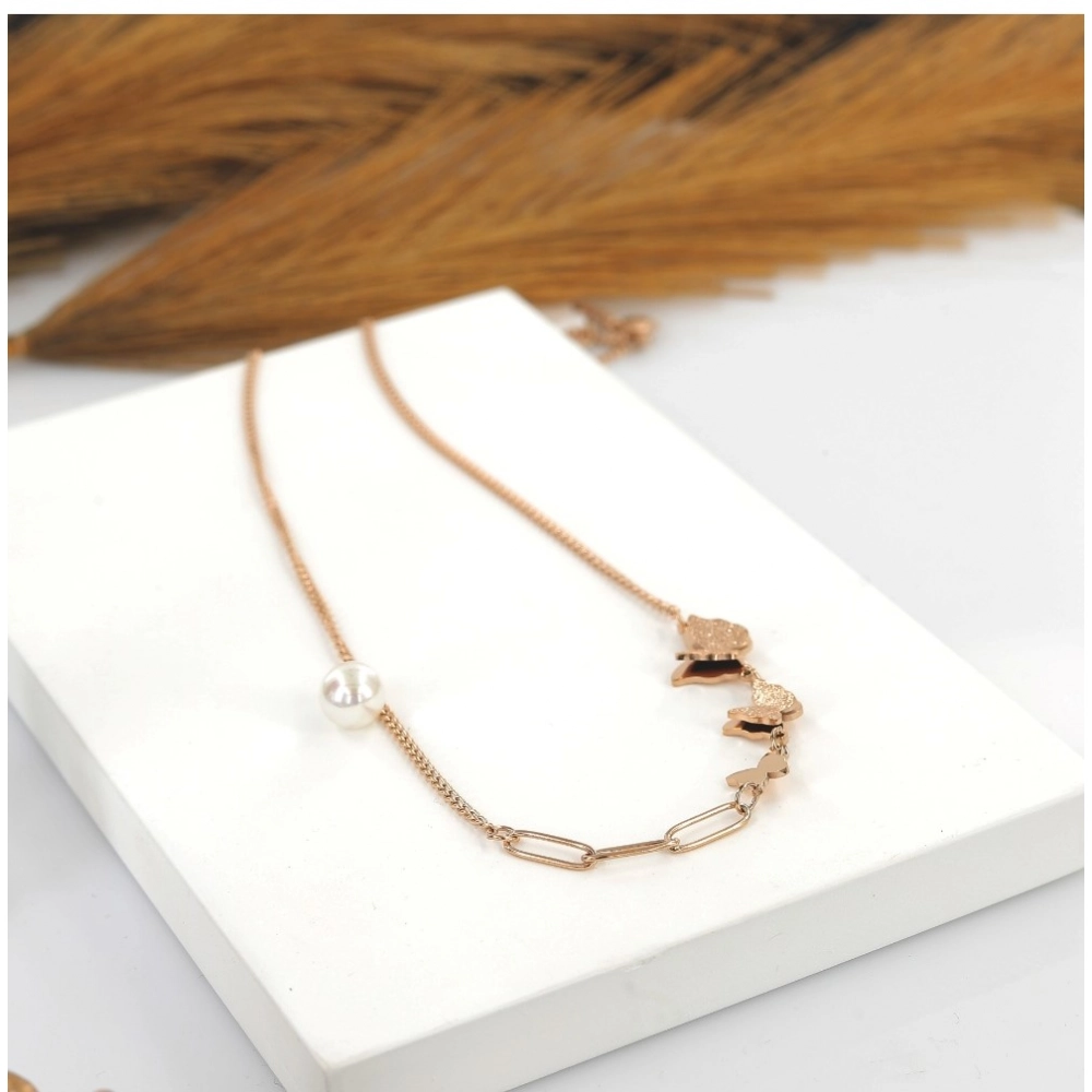 Generic Women's Stainless Steel Butterfly Pendent Delicate Chain (Gold Plated) - Image 3