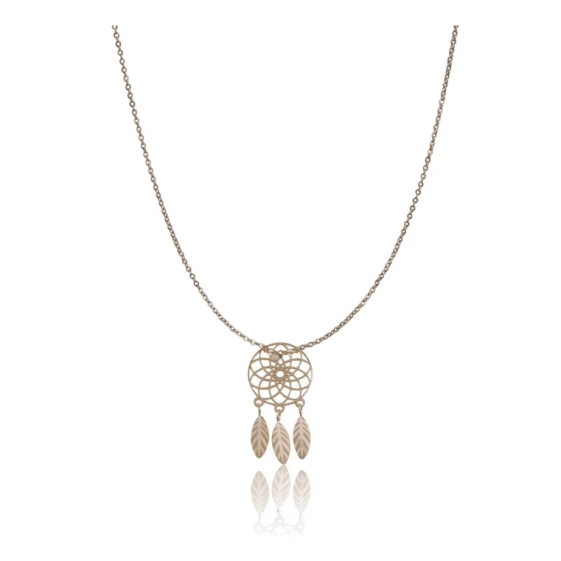 Generic Women's Stainless Steel Dream Catcher Pendent Delicate Chain (Gold Plated)
