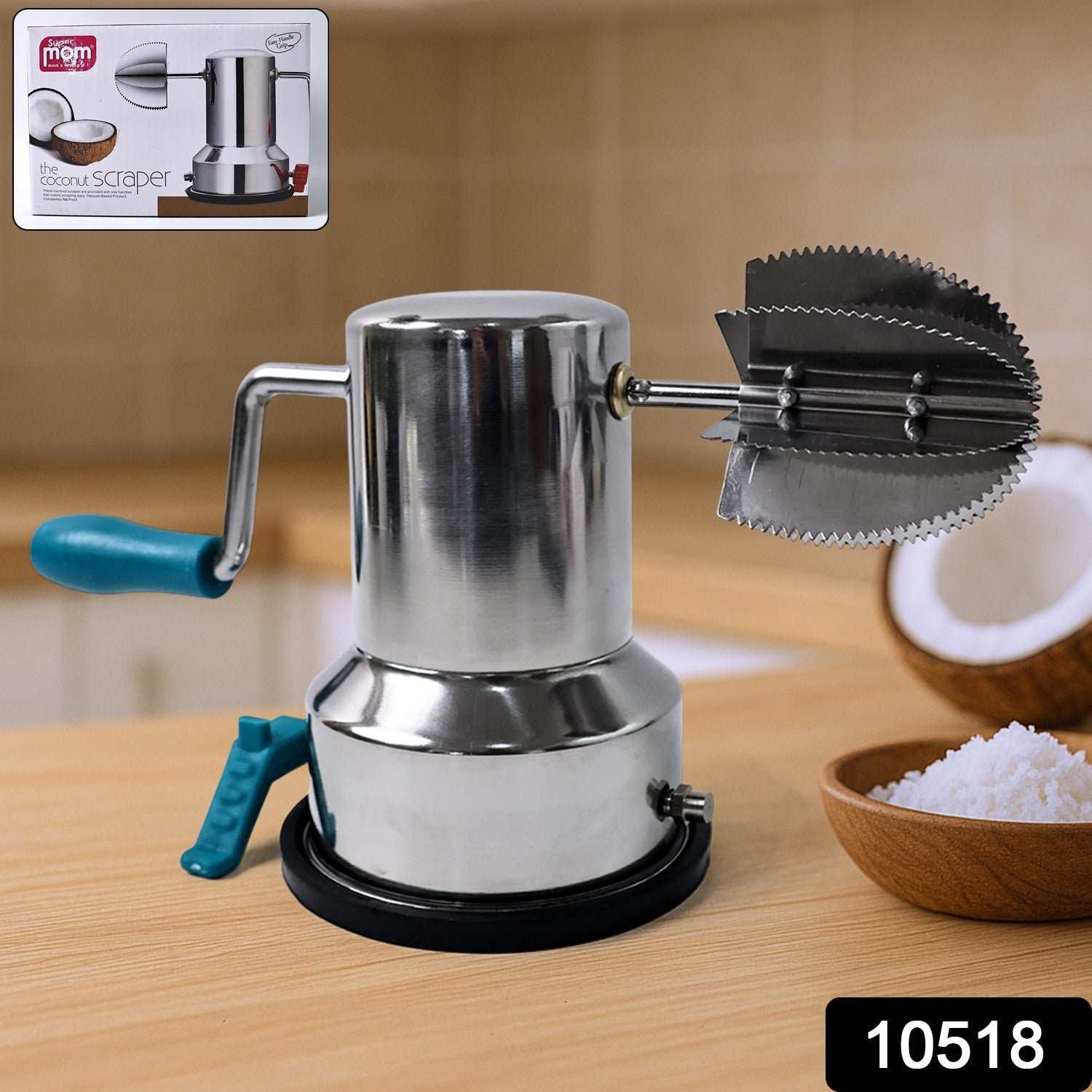 Coconut Scraper – Durable Stainless Steel with Suction Base
