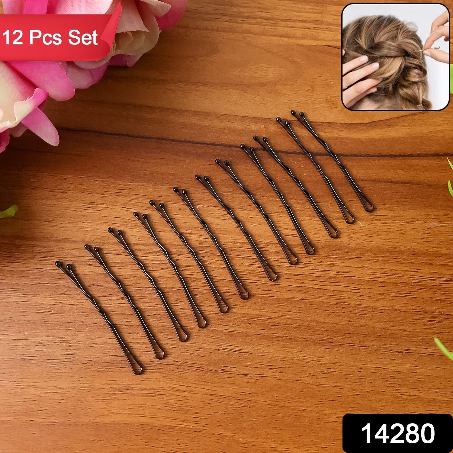 Hair Bobby Pins – Strong Grip Non-Slip Metal Clips, 12 Pcs